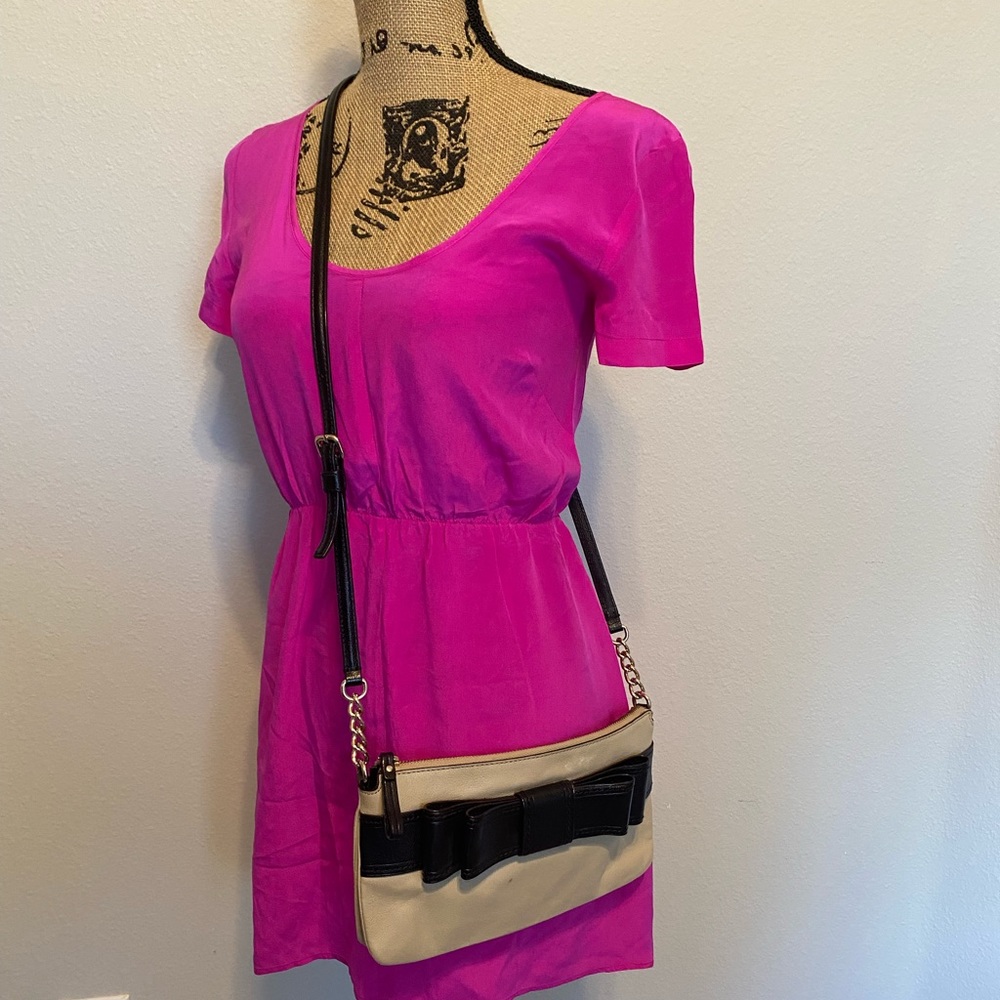 Kate Spade Tan and Black Crossbody Bag with Gold Accents